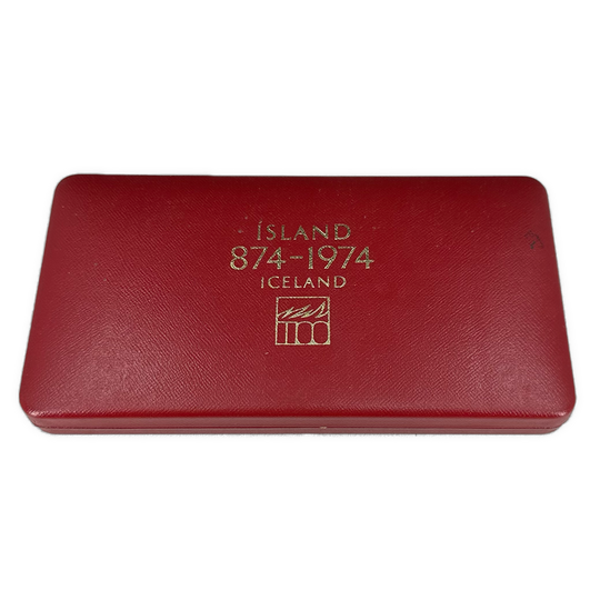 50g .925Ag 500/1000Kronur Iceland 1974 vakumpakket i skrin