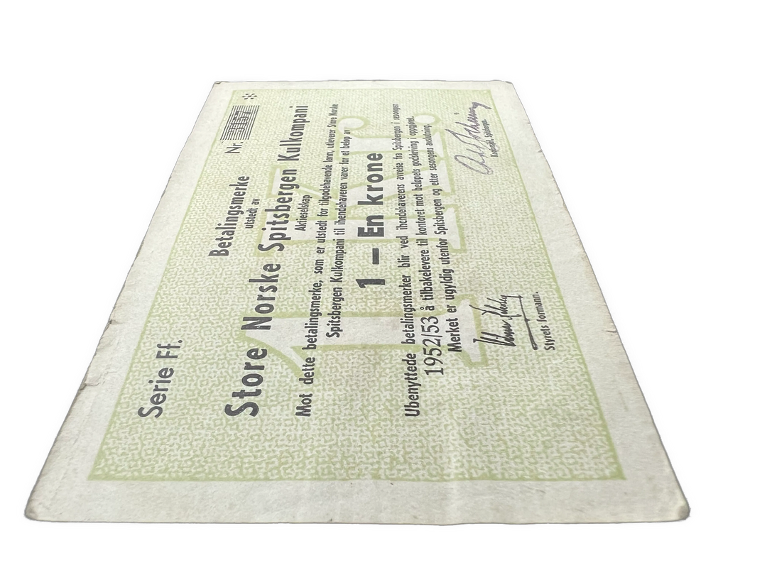 1 Kr 1952/53 Serie Ff Store Spitsbergen Kulkompani. God Kv.1