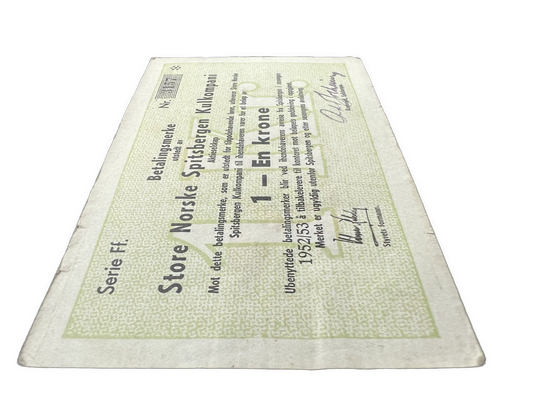 1 Kr 1952/53 Serie Ff Store Spitsbergen Kulkompani. God Kv.1