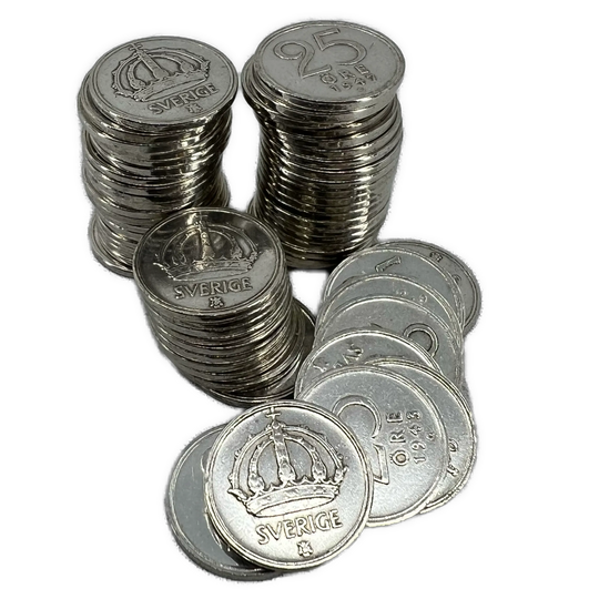 46,4g .999Ag (Net) SPOT 50STK 25Øre Sverige 1943-50