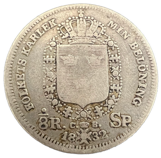 1/8 Riksdaler Specie 1832 Carl XIV Sverige