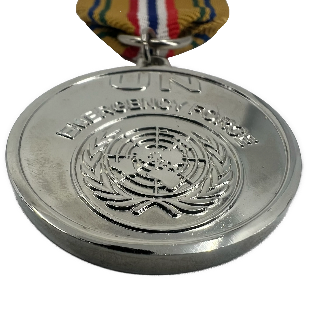 UNEF 50-års Jubileums medalje Gaza Sinai 1956-67 m/miniatyr og båndstripe