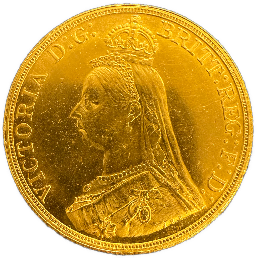 39.94g .916Au (Spot) 5 Pounds 1887 UK