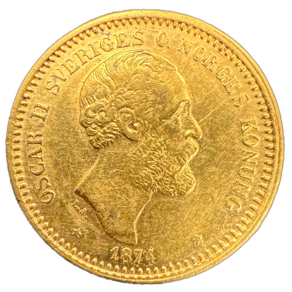 4.48g .900Au (Spot) 10KR 1874 Sverige