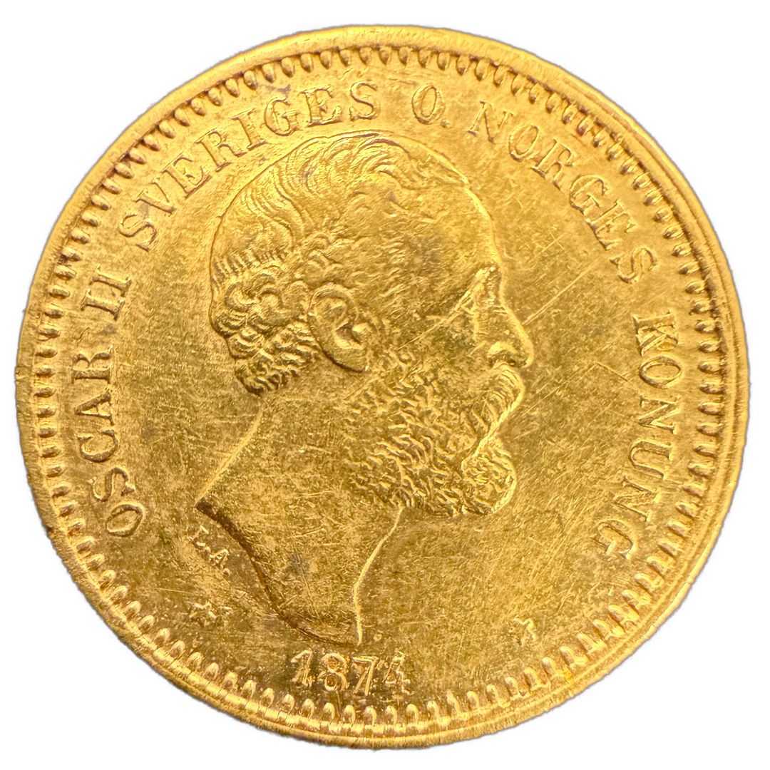 4.48g .900Au (Spot) 10KR 1874 Sverige