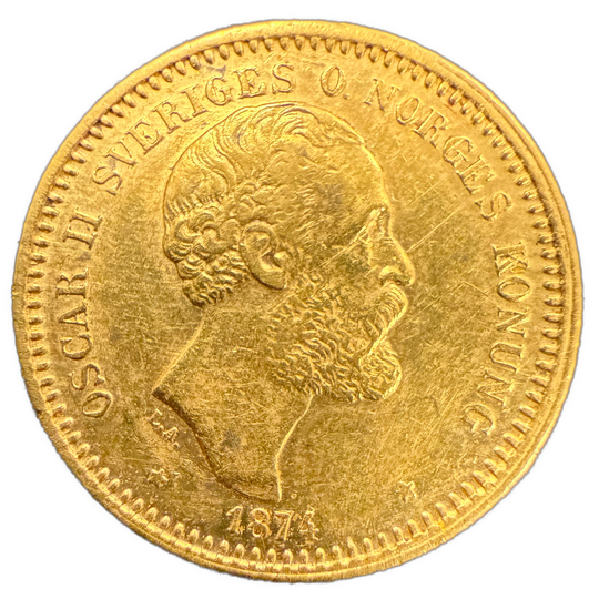 4.48g .900Au (Spot) 10KR 1874 Sverige