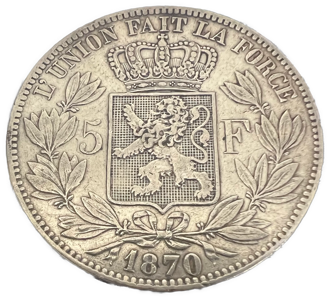 5 Fr Belgium 1870 24.9g .900Ag