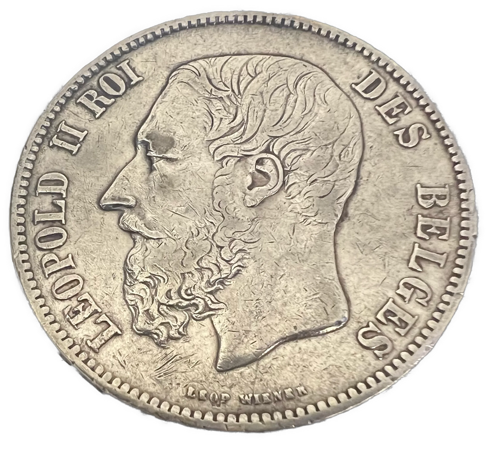 5 Fr Belgium 1870 24.9g .900Ag