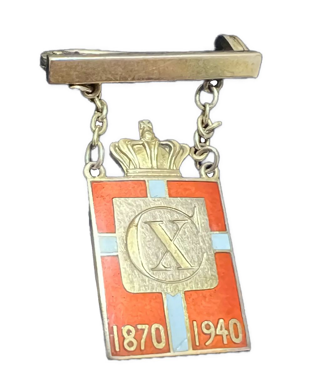 Kong Christian X 70års dag 1870-1940 Emblem av Georg Jensen i 14K Gull