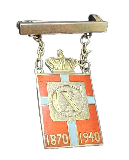 Kong Christian X 70års dag 1870-1940 Emblem av Georg Jensen i 14K Gull
