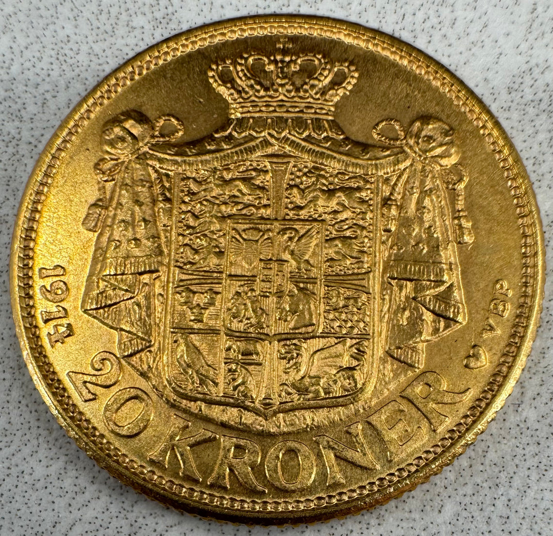 8,06g .900Au 1914 Danmark 20 Kroner