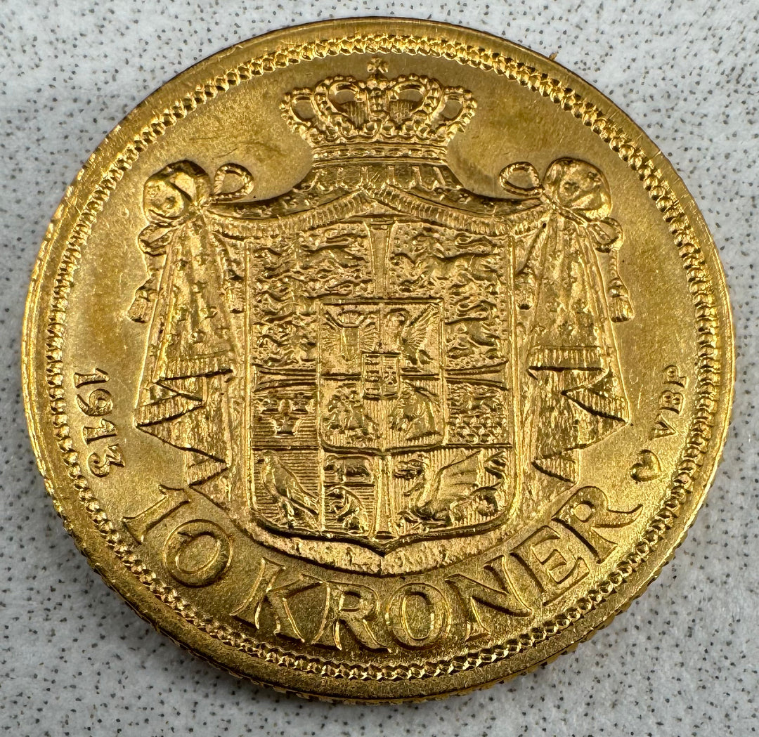 4,03g .900Au 1913 Danmark 10 kroner