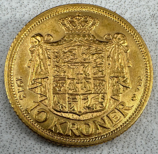 4,03g .900Au 1913 Danmark 10 kroner