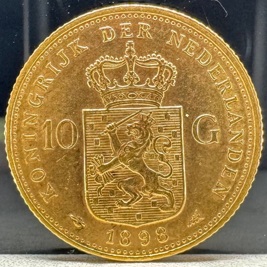6,06g .999Au Nederlanden 10 Gulden 1898