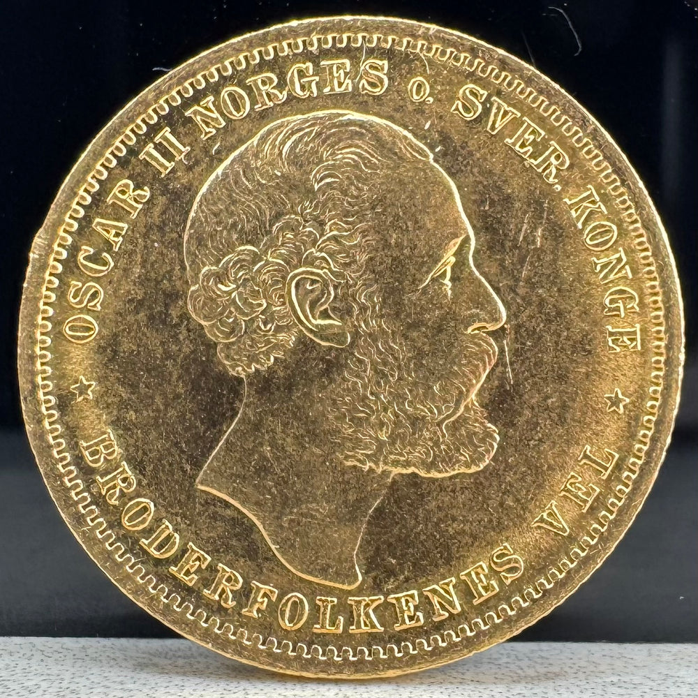 8,06g .999Au Norge Oscar II 20-Kroner 1902 (Lite Kanthakk)