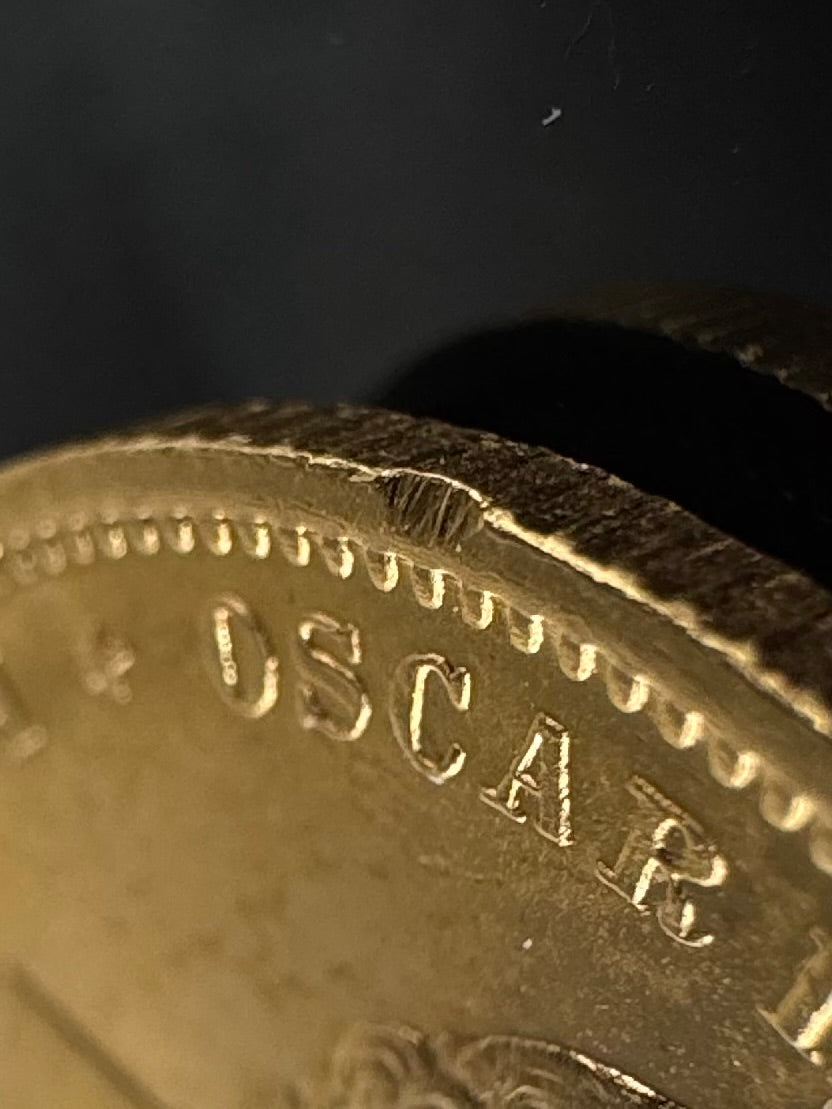 8,06g .999Au Norge Oscar II 20-Kroner 1902 (Lite Kanthakk)