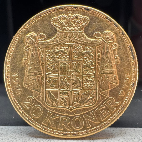 8,06g .999Au 1914 Danmark 20 Kroner