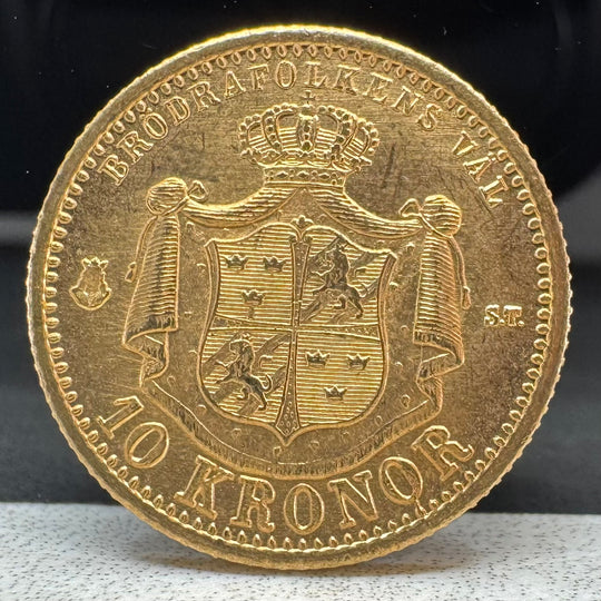 4,03g .999Au 1874 Sverige 10 Kronor