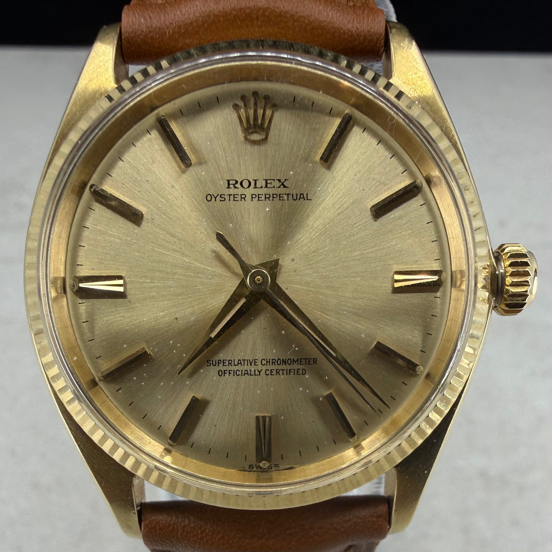 1963 Rolex Oyster Perpetual 34 14K Ref: 1005 Lume Patina