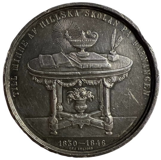 1876 Minnemedalje i Sølv Hillska Skolan 1830-46