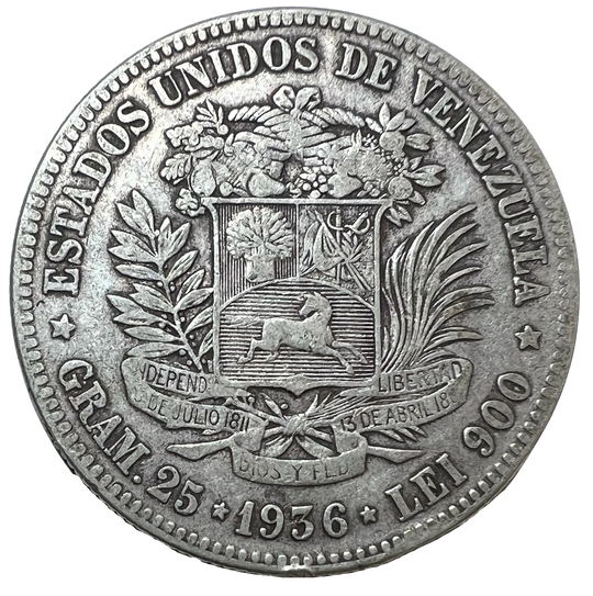 5 Bolivares 1936 Venezuela