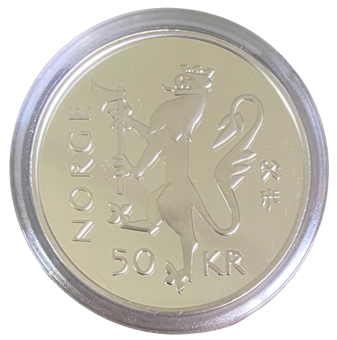 16.8g .925 (1/2oz .999Ag) SPOT+5%  50Kr 1995 Frigjøringsmynten i eske