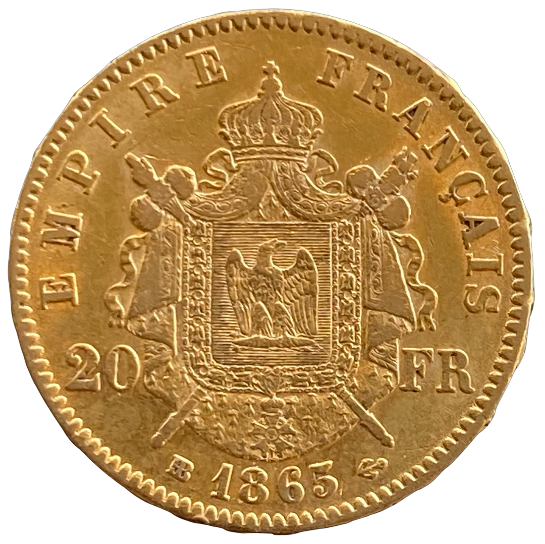 20 Francs 1865 France 6.45g .900Au (SPOT+5%)