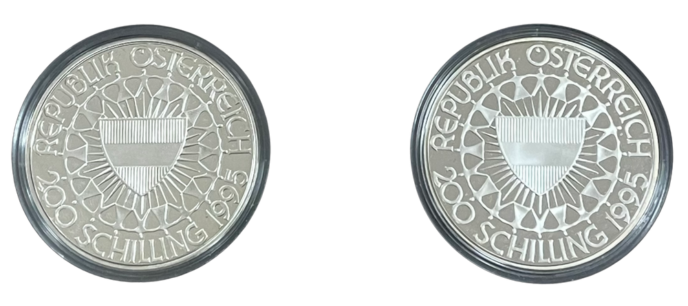 2oz .999Ag SPOT (2x33.6g .925) 200 Schilling 1995 Austria