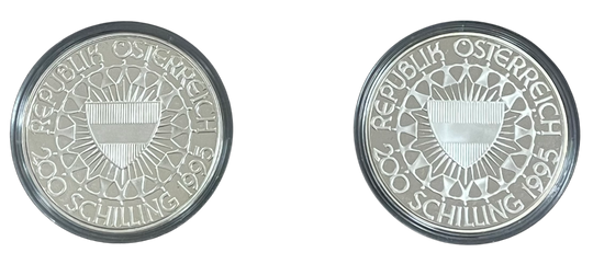2oz .999Ag SPOT (2x33.6g .925) 200 Schilling 1995 Austria