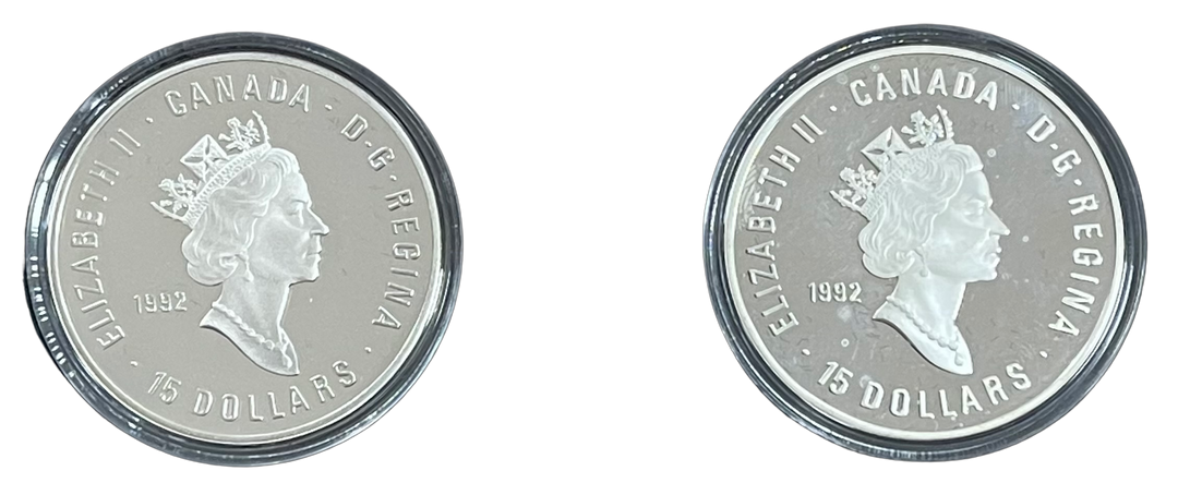 2oz .999Ag SPOT (2x33.6g .925) 1992 $15 Canada