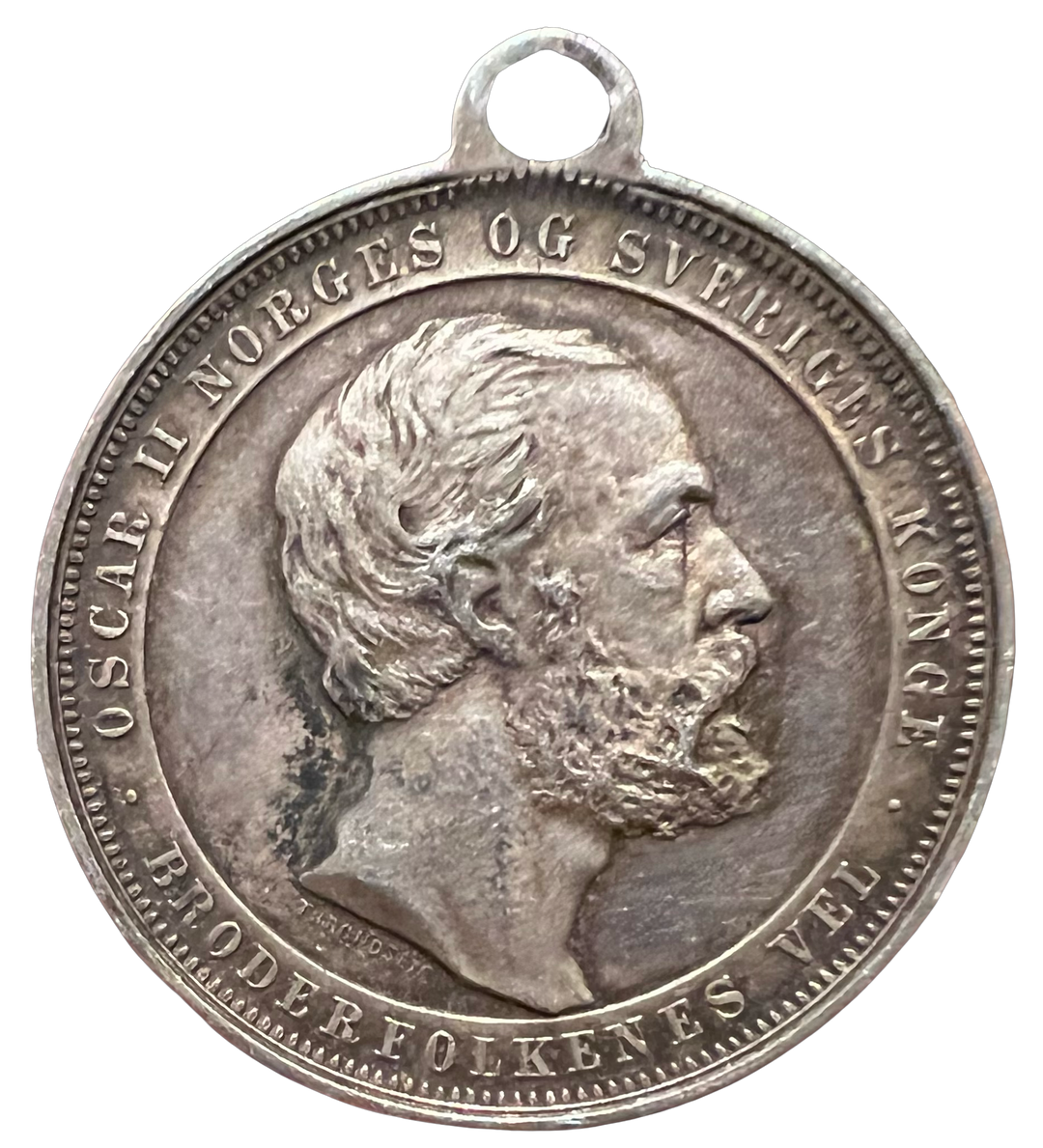 Oscar II 25 års regjeringsmedalje i sølv 1872-97