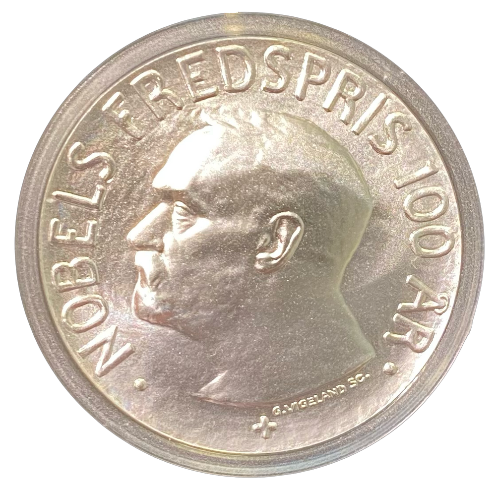 33.8g .925 Silver (SPOT) 100Kr 2001 Nobels Fredspris i eske