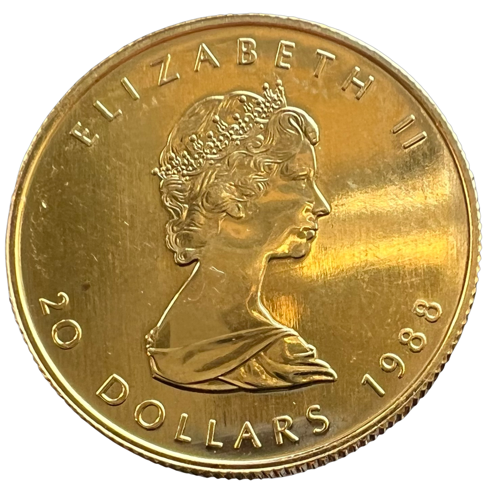 1/2oz .999Au Maple Leaf 1988