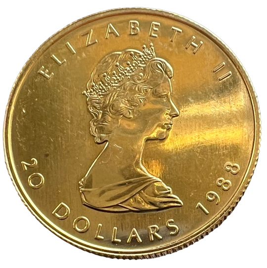 1/2oz .999Au Maple Leaf 1988