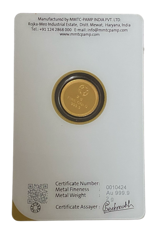 2g .999 Gold MMTC-PAMP India