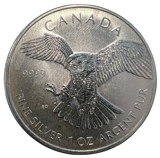 1oz .999Ag Peregrine Falcon 2014 Canada (flekker)
