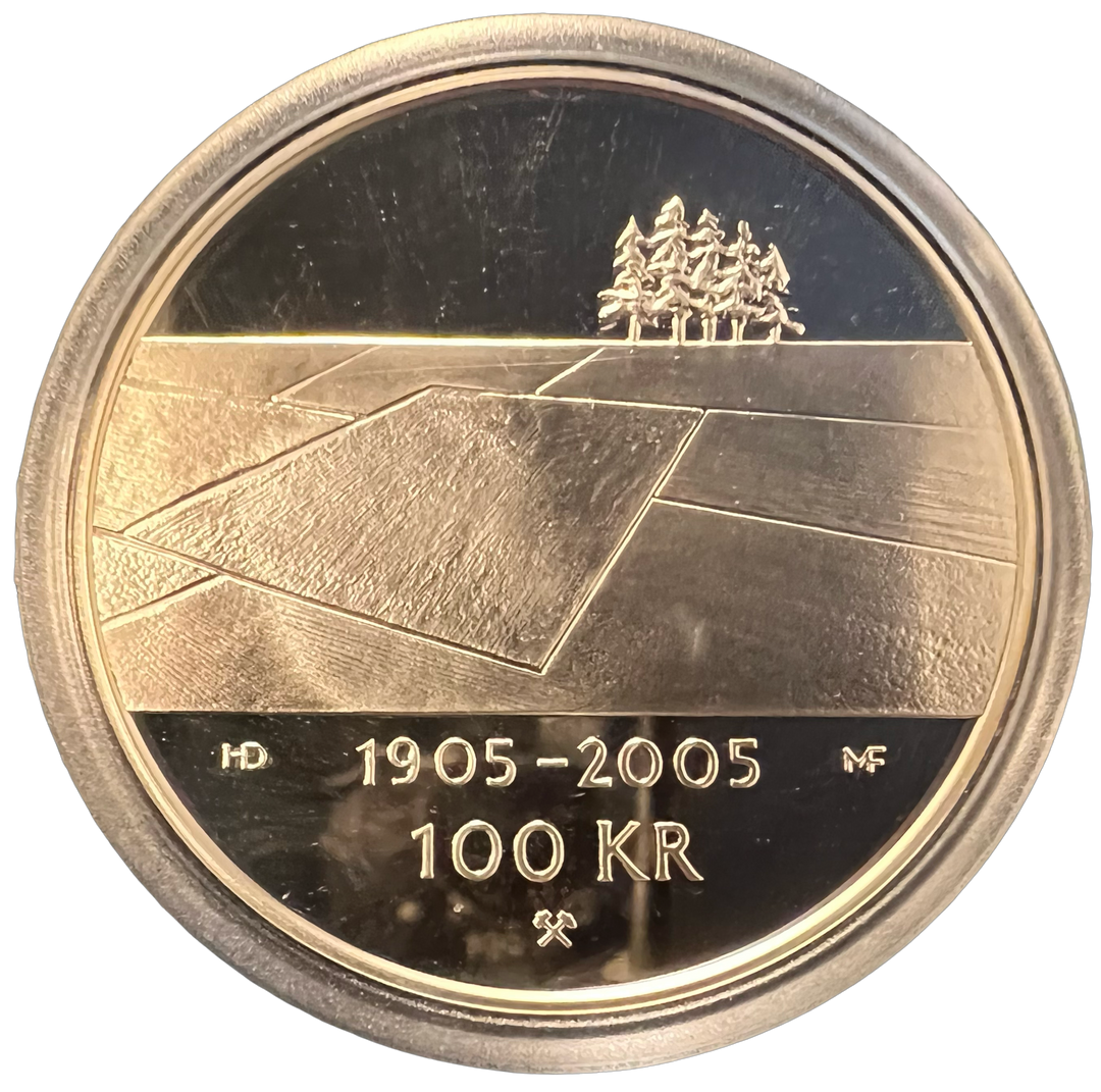 33.8g .925 Silver (SPOT) 100Kr 2003 Norge Unionsoppløsningen i kapsel