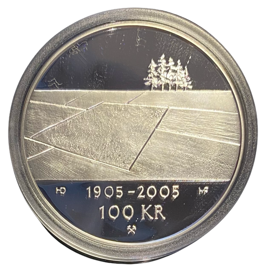 33.8g .925 Silver (SPOT) 100Kr 2003 Norge Unionsoppløsningen i eske