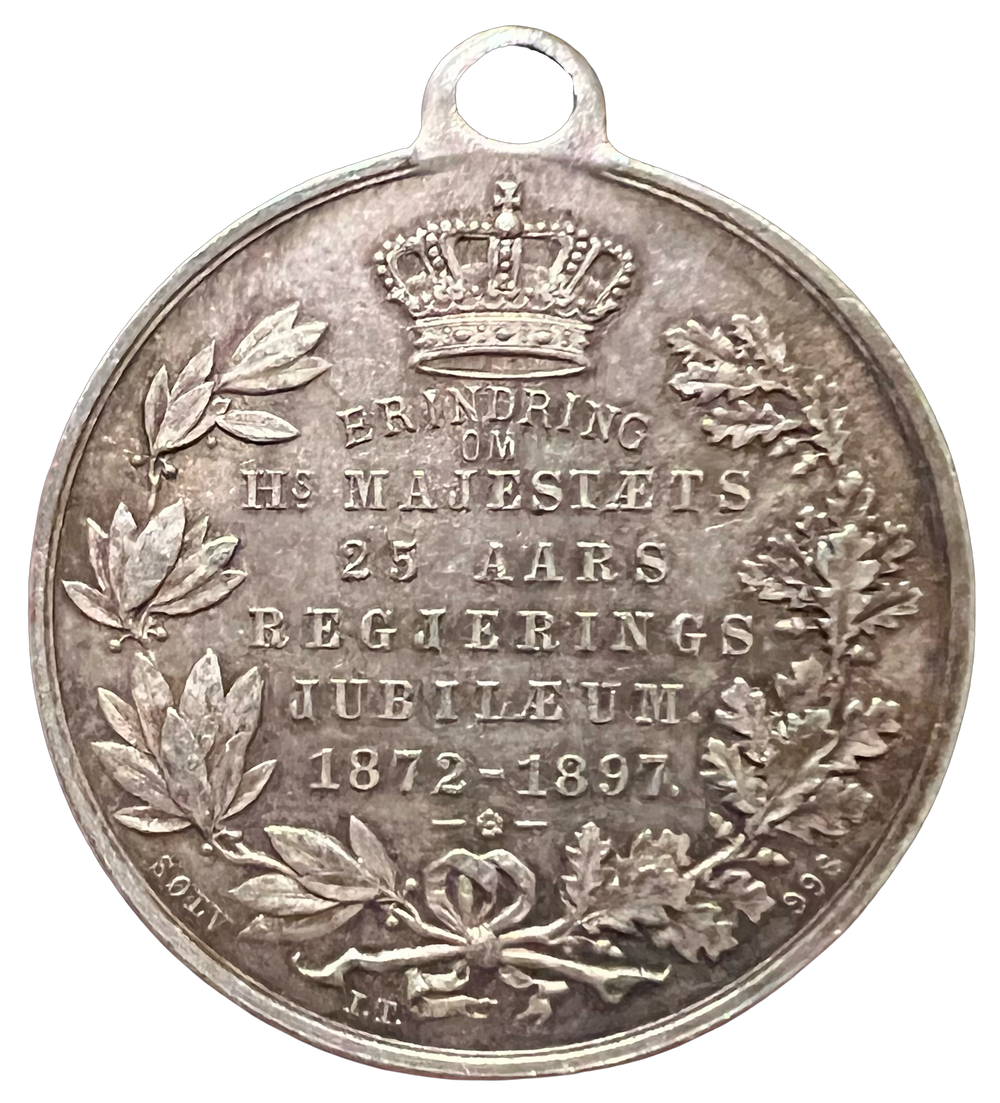 Oscar II 25 års regjeringsmedalje i sølv 1872-97