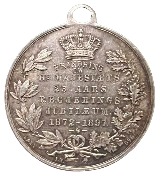 Oscar II 25 års regjeringsmedalje i sølv 1872-97