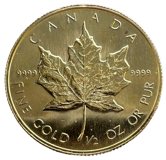 1/2oz .999Au Maple Leaf 1986