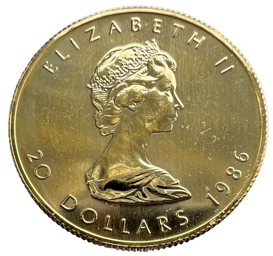 1/2oz .999Au Maple Leaf 1986