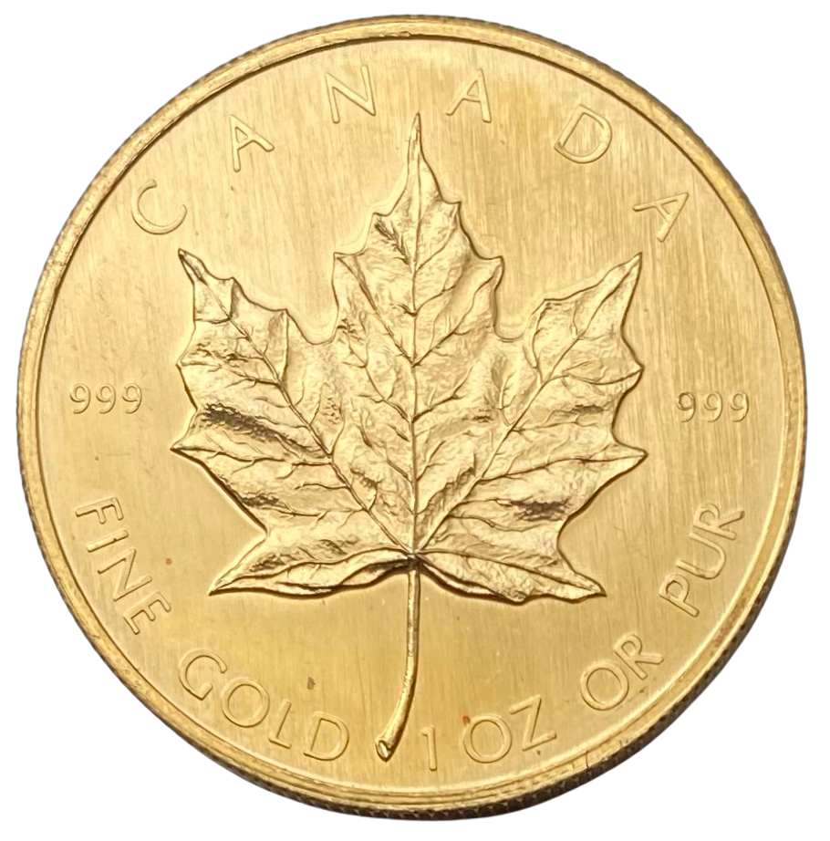 1oz .999 Gold Maple Leaf 1980 (Kanthakk på bakside)