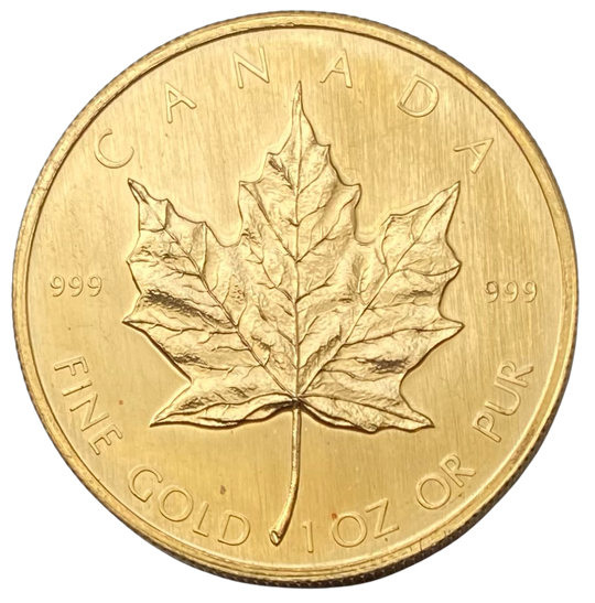 1oz .999 Gold Maple Leaf 1980 (Kanthakk på bakside)