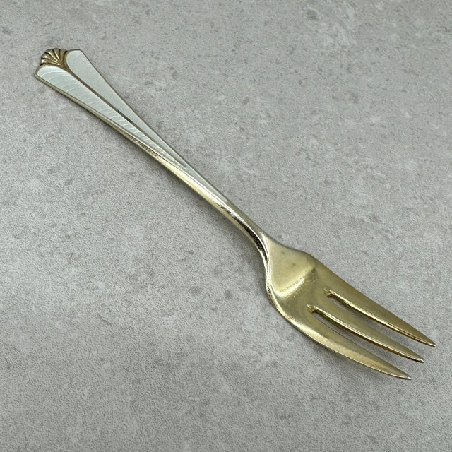 Rådhus m/vifte hvit emalje kakegaffel 14,6cm