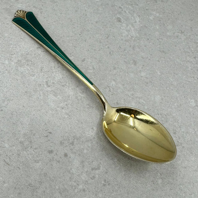 Rådhus m/vifte turkis emalje barne/dessertskje 14,5cm