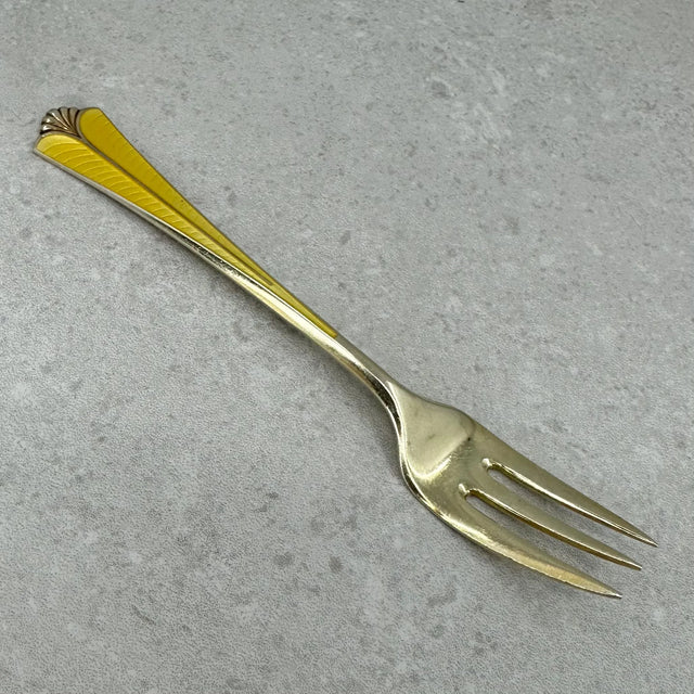 Rådhus m/vifte Gul emalje kakegaffel 14,6 cm