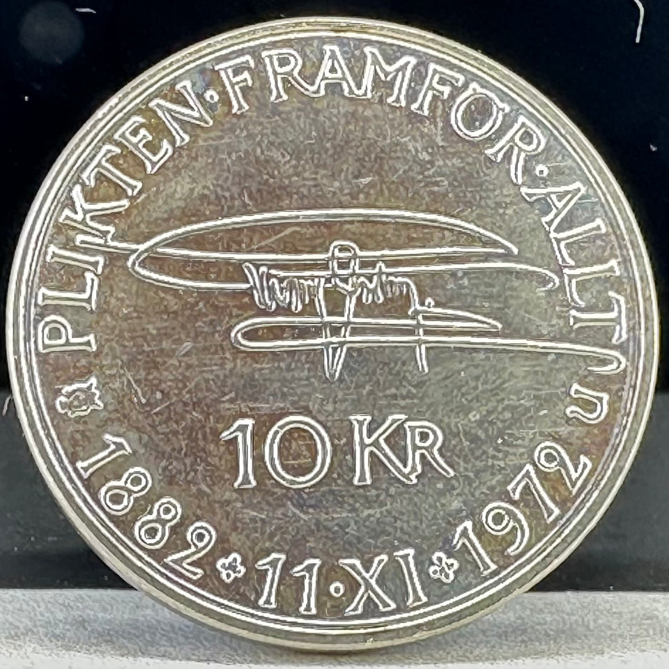 270g .835Ag 10kr Sverige 1972 Kong Gustav Adolf 90år