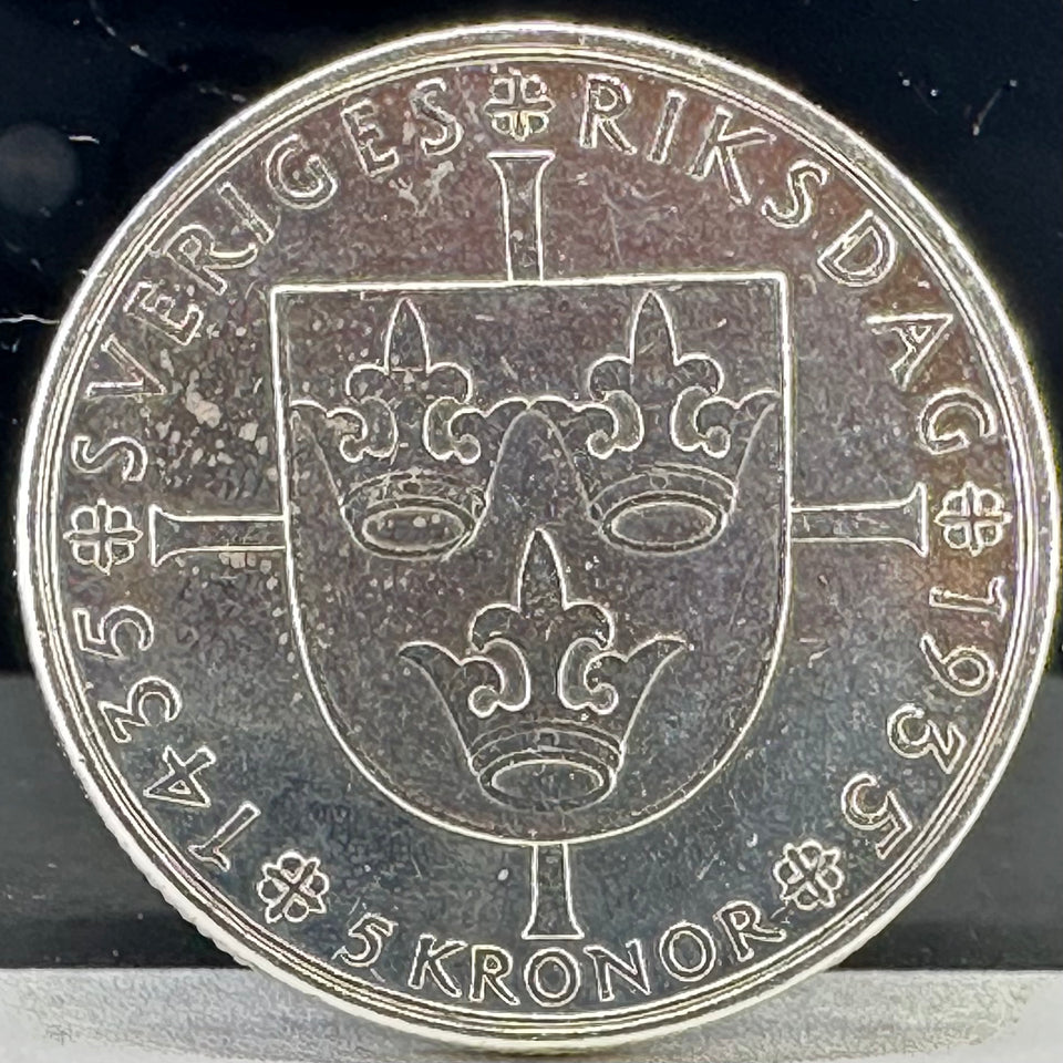 25g .900Ag 5kr Sverige 1935 Sveriges Riksdag 500år