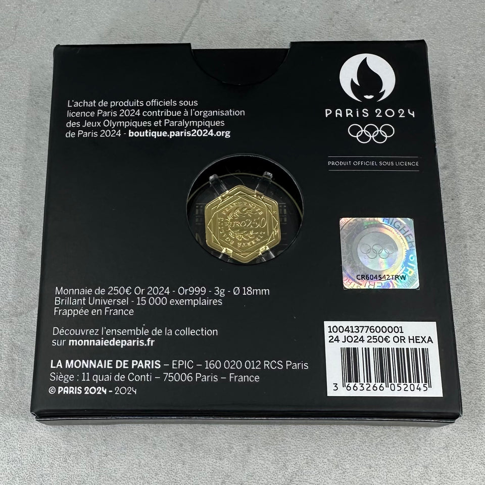 3g .999Au 250€ Frankrike 2024(OL Paris 2024)